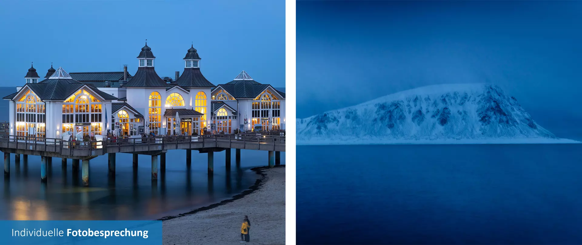 Rügen und Welle bei blauer Stunde fotografiert