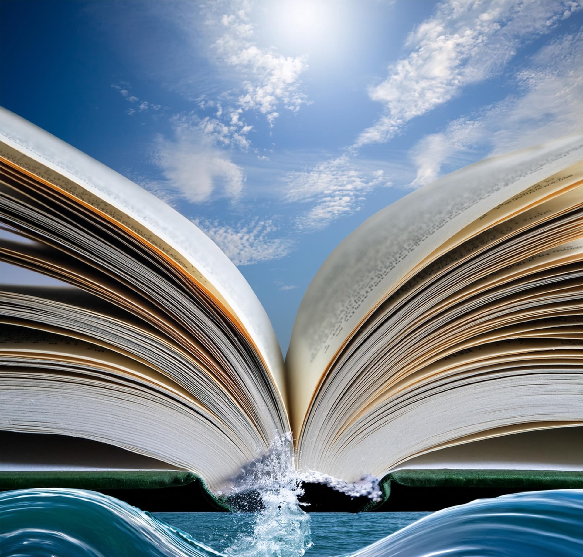 Wasser fließt aus den Seiten eines Buches