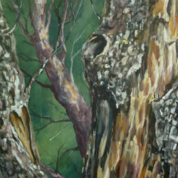 Eine in Acryl gemalte Baumrinde