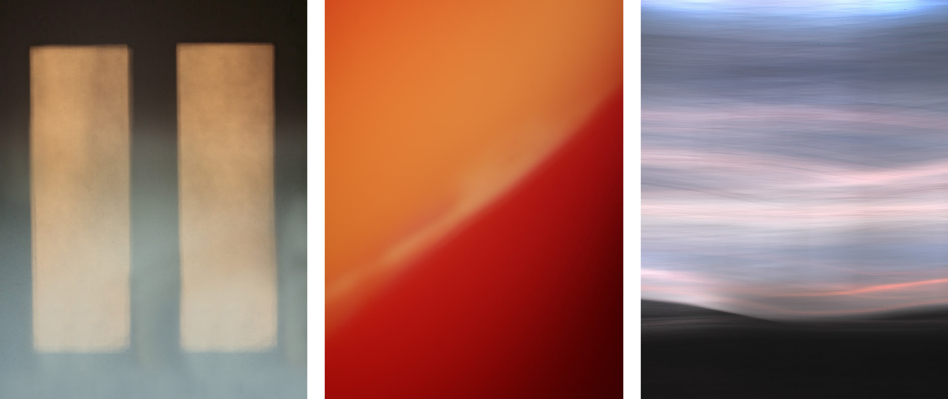 Drei abstrakte Fotos nebeneinander in einer Reihe