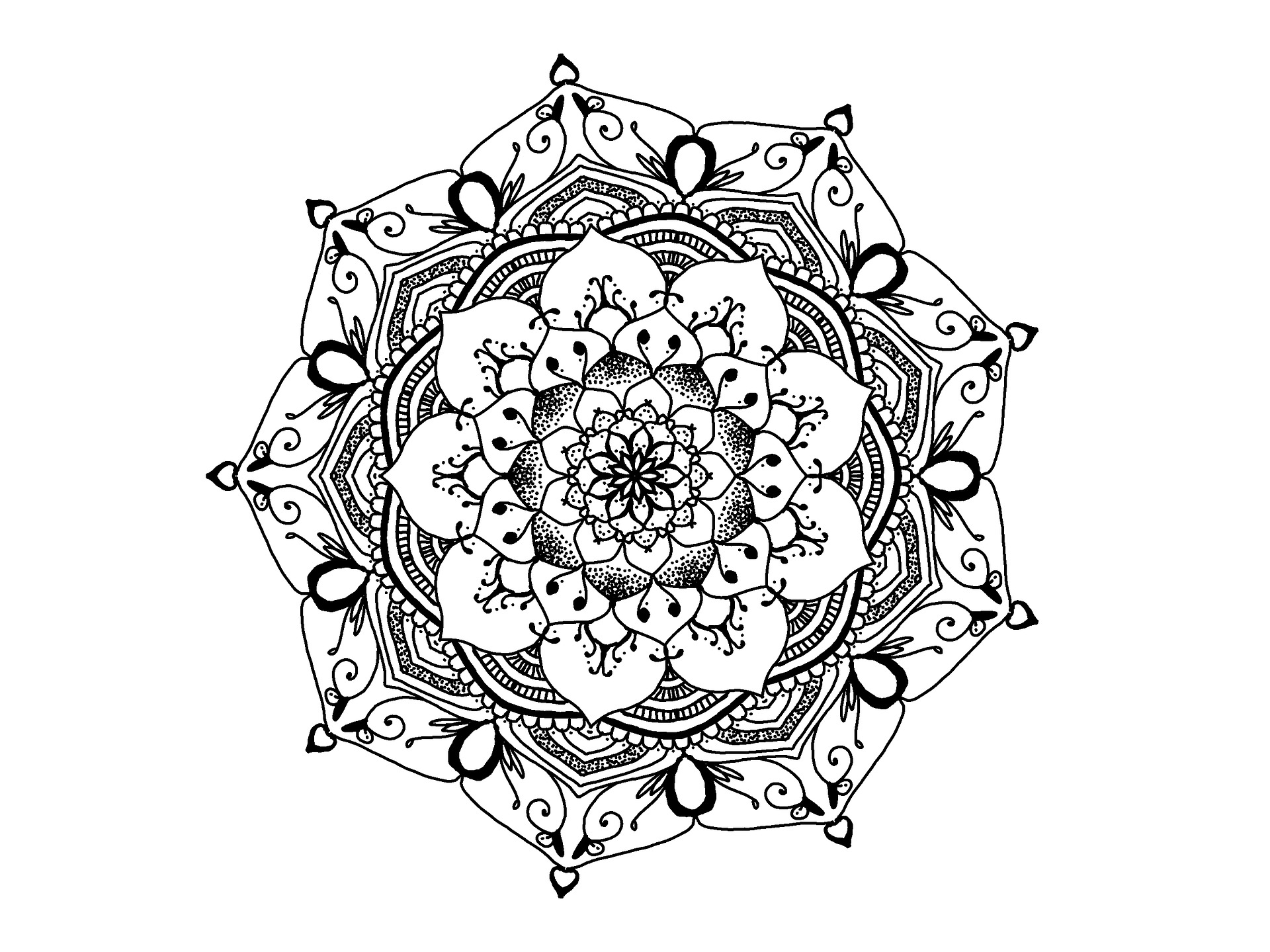 Zeichnung eines Zentangle Mandalas